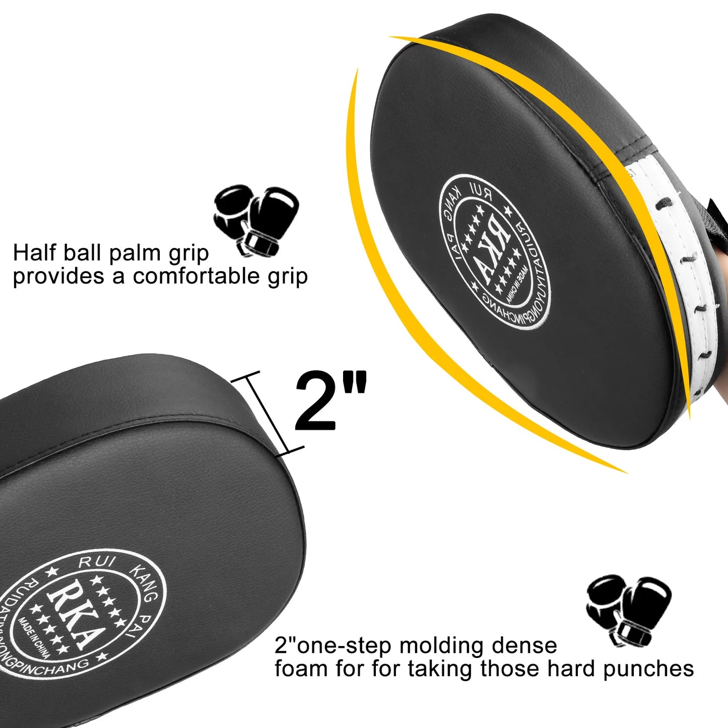 2Pcs Boxing Mitts,  MMA Punching Boxing Training Hand Pads PU Leather Punching Kicking Palm Pads Training Boxing Target Pad, Ideal for Karate, Muay Thai Kick, Sparring