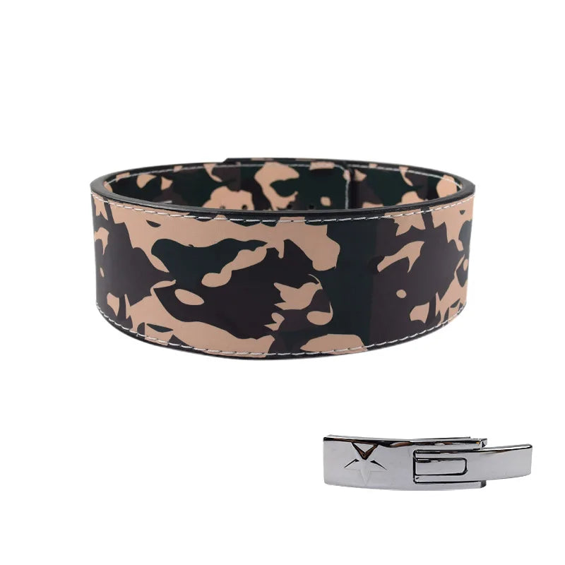 Lever Buckle Weightlifting Belt for Men, Camouflage Barbell, Powerlifting Gym Belt, Back Support, Strength Training, 10Mm