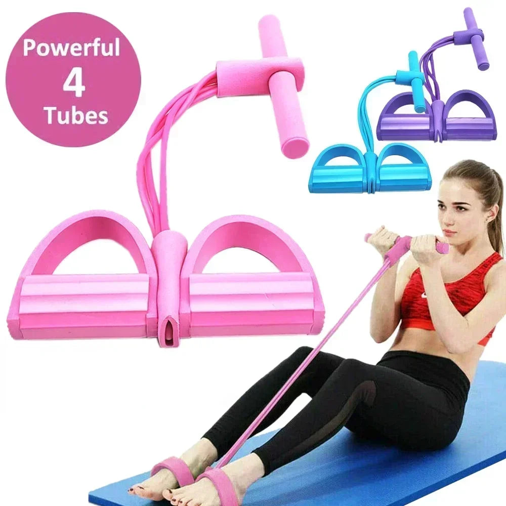 Resistance Bands Elastic Fitness Bands for Sports Exercises at Home Multifunctional Portable 4 Tube Elastic Pedal Puller